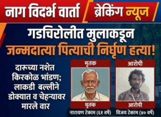 कौटुंबिक कलहातून पित्याची हत्या; दारूच्या नशेत मुलाने लाकडी बल्लीने डोके ठेचले, आरोपी मुलगा पोलिसांच्या ताब्या